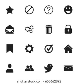 Set Of 16 Editable Internet Icons. Includes Symbols Such As Approved, Security, Quiz And More. Can Be Used For Web, Mobile, UI And Infographic Design.