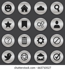 Set Of 16 Editable Internet Icons. Includes Symbols Such As Deny, Approved, Dove And More. Can Be Used For Web, Mobile, UI And Infographic Design.