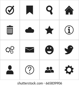 Set Of 16 Editable Internet Icons. Includes Symbols Such As Faq, Bookmark, Profile And More. Can Be Used For Web, Mobile, UI And Infographic Design.