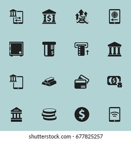 Set Of 16 Editable Investment Icons. Includes Symbols Such As Wireless Connection, Building, Money-Guard And More. Can Be Used For Web, Mobile, UI And Infographic Design.