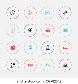 Set Of 16 Editable Job Icons. Includes Symbols Such As Statistics, Publish, Clock And More. Can Be Used For Web, Mobile, UI And Infographic Design.
