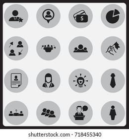 Set Of 16 Editable Job Icons. Includes Symbols Such As Bulb, Staff, Payment And More. Can Be Used For Web, Mobile, UI And Infographic Design.