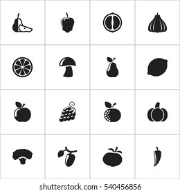 Set Of 16 Editable Kitchenware Icons. Includes Symbols Such As Sweet Fruit, Lime, Barberry And More. Can Be Used For Web, Mobile, UI And Infographic Design.