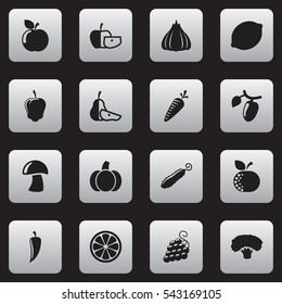 Set Of 16 Editable Kitchenware Icons. Includes Symbols Such As Root Vegetable, Sweet Pepper, Zucchini And More. Can Be Used For Web, Mobile, UI And Infographic Design.