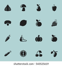 Set Of 16 Editable Kitchenware Icons. Includes Symbols Such As Sweet Pepper, Citrus, Gourd And More. Can Be Used For Web, Mobile, UI And Infographic Design.