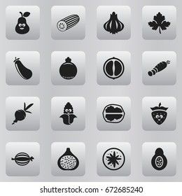 Set Of 16 Editable Kitchenware Icons. Includes Symbols Such As Orange Slice, Passion Fruit, Turnip And More. Can Be Used For Web, Mobile, UI And Infographic Design.