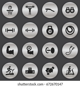 Set Of 16 Editable Lifestyle Icons. Includes Symbols Such As Strength, Physical Education, Gauntlet And More. Can Be Used For Web, Mobile, UI And Infographic Design.