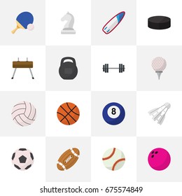 Set Of 16 Editable Lifestyle Icons. Includes Symbols Such As Ball, Sphere, Touchdown And More. Can Be Used For Web, Mobile, UI And Infographic Design.