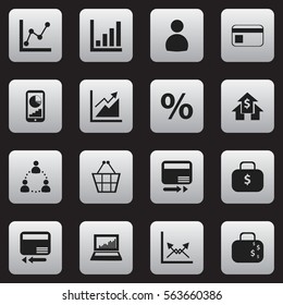 Set Of 16 Editable Logical Icons. Includes Symbols Such As Schema, Graph Information, Transmission And More. Can Be Used For Web, Mobile, UI And Infographic Design.