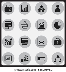 Set Of 16 Editable Logical Icons. Includes Symbols Such As Transmission, User, Progress And More. Can Be Used For Web, Mobile, UI And Infographic Design.