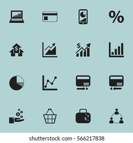 Set Of 16 Editable Logical Icons. Includes Symbols Such As Transmission, Pay Redeem, Bank Payment And More. Can Be Used For Web, Mobile, UI And Infographic Design.