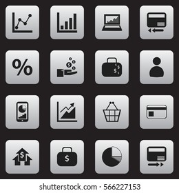 Set Of 16 Editable Logical Icons. Includes Symbols Such As Circle Diagram, Progress, Profit And More. Can Be Used For Web, Mobile, UI And Infographic Design.