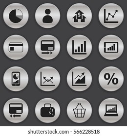 Set Of 16 Editable Logical Icons. Includes Symbols Such As Circle Diagram, Statistic, Equalizer Display And More. Can Be Used For Web, Mobile, UI And Infographic Design.