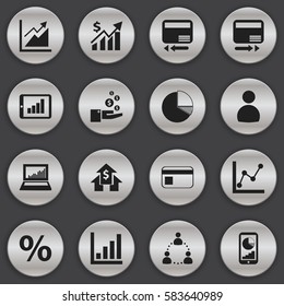 Set Of 16 Editable Logical Icons. Includes Symbols Such As Statistic, Banking House, Transmission And More. Can Be Used For Web, Mobile, UI And Infographic Design.