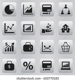 Set Of 16 Editable Logical Icons. Includes Symbols Such As Progress, Circle Diagram, Credit Card And More. Can Be Used For Web, Mobile, UI And Infographic Design.