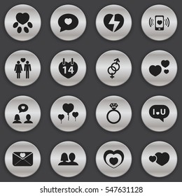 Set Of 16 Editable Love Icons. Includes Symbols Such As Pounce, Affection Letter, Beloveds And More. Can Be Used For Web, Mobile, UI And Infographic Design.