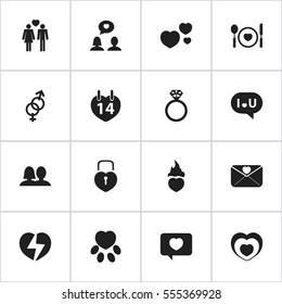 Set Of 16 Editable Love Icons. Includes Symbols Such As Matrimony, Pounce, Dear And More. Can Be Used For Web, Mobile, UI And Infographic Design.