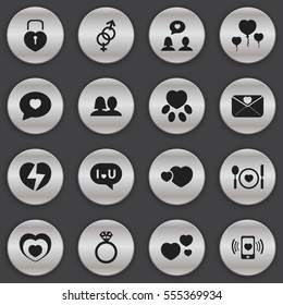 Set Of 16 Editable Love Icons. Includes Symbols Such As Trappings, Affection Letter, Pounce And More. Can Be Used For Web, Mobile, UI And Infographic Design.