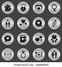 Set Of 16 Editable Love Icons. Includes Symbols Such As Trappings, Heartbeat, Pounce And More. Can Be Used For Web, Mobile, UI And Infographic Design.