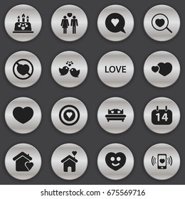 Set Of 16 Editable Love Icons. Includes Symbols Such As Soul, Calendar, Smartphone And More. Can Be Used For Web, Mobile, UI And Infographic Design.