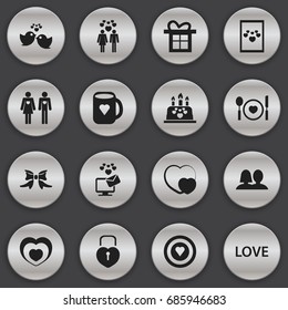 Set Of 16 Editable Love Icons. Includes Symbols Such As Tea Mug, Heartbeat, Dartboard And More. Can Be Used For Web, Mobile, UI And Infographic Design.