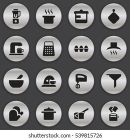 Set Of 16 Editable Meal Icons. Includes Symbols Such As Bakery, Shredder, Soup Pot And More. Can Be Used For Web, Mobile, UI And Infographic Design.