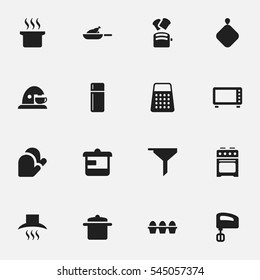 Set Of 16 Editable Meal Icons. Includes Symbols Such As Agitator, Pot-Holder, Filtering And More. Can Be Used For Web, Mobile, UI And Infographic Design.