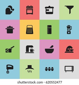 Set Of 16 Editable Meal Icons. Includes Symbols Such As Cookware, Soup, Utensil And More. Can Be Used For Web, Mobile, UI And Infographic Design.