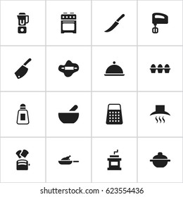 Set Of 16 Editable Meal Icons. Includes Symbols Such As Agitator, Soup, Slice Bread And More. Can Be Used For Web, Mobile, UI And Infographic Design.