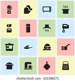 Set Of 16 Editable Meal Icons. Includes Symbols Such As Shredder, Cookware, Cup And More. Can Be Used For Web, Mobile, UI And Infographic Design.