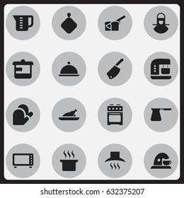 Set Of 16 Editable Meal Icons. Includes Symbols Such As Utensil, Backsword, Stove And More. Can Be Used For Web, Mobile, UI And Infographic Design.