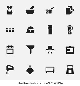 Set Of 16 Editable Meal Icons. Includes Symbols Such As Soup, Shredder, Utensil And More. Can Be Used For Web, Mobile, UI And Infographic Design.