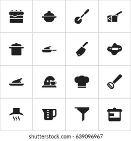 Set Of 16 Editable Meal Icons. Includes Symbols Such As Fried Chicken, Bakery, Filtering And More. Can Be Used For Web, Mobile, UI And Infographic Design.