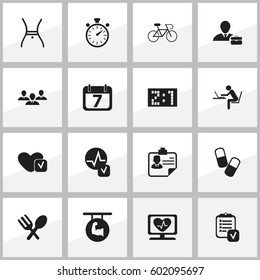 Set Of 16 Editable Mixed Icons. Includes Symbols Such As Date Block, Employee, Soul And More. Can Be Used For Web, Mobile, UI And Infographic Design.