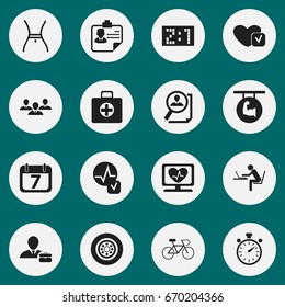 Set Of 16 Editable Mixed Icons. Includes Symbols Such As Date Block, Identification, Belly And More. Can Be Used For Web, Mobile, UI And Infographic Design.