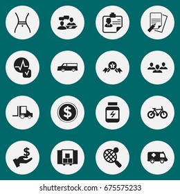 Set Of 16 Editable Mixed Icons. Includes Symbols Such As Emergency, File, Belly And More. Can Be Used For Web, Mobile, UI And Infographic Design.