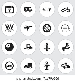 Set Of 16 Editable Mixed Icons. Includes Symbols Such As Date Block, Coins, Finding Solution And More. Can Be Used For Web, Mobile, UI And Infographic Design.