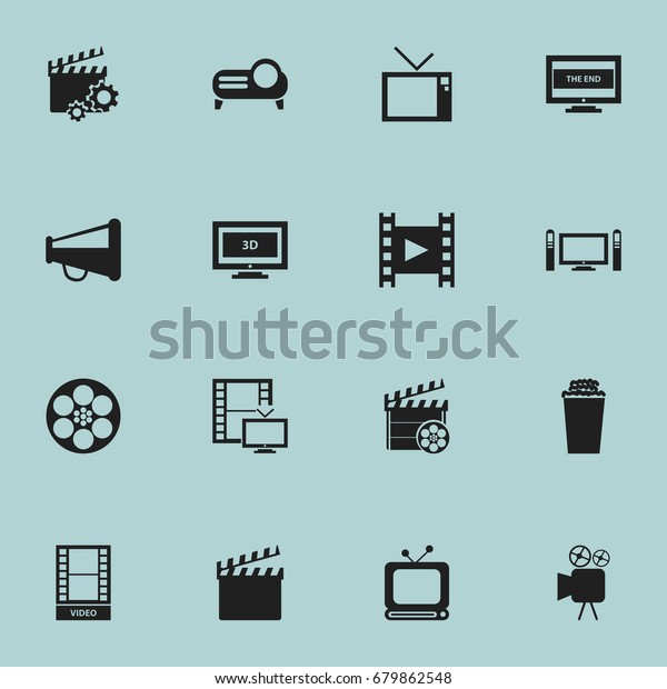 Set Of 16 Editable Movie Icons.\
Includes Symbols Such As Clapperboard, Television, Movie And More.\
Can Be Used For Web, Mobile, UI And Infographic\
Design.