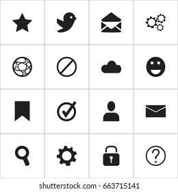 Set Of 16 Editable Network Icons. Includes Symbols Such As Dove, Letter, Magnifier And More. Can Be Used For Web, Mobile, UI And Infographic Design.
