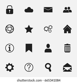 Set Of 16 Editable Network Icons. Includes Symbols Such As Home, Network, Settings And More. Can Be Used For Web, Mobile, UI And Infographic Design.