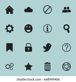 Set Of 16 Editable Network Icons. Includes Symbols Such As Network, Group, Settings And More. Can Be Used For Web, Mobile, UI And Infographic Design.