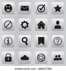 Set Of 16 Editable Network Icons. Includes Symbols Such As Security, Sky, Group And More. Can Be Used For Web, Mobile, UI And Infographic Design.
