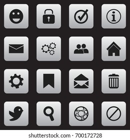 Set Of 16 Editable Network Icons. Includes Symbols Such As Settings, Security, Dove And More. Can Be Used For Web, Mobile, UI And Infographic Design.