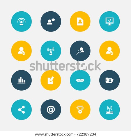 Set Of 16 Editable Network Icons. Includes Symbols Such As Delete Member, Publish, Dossier And More. Can Be Used For Web, Mobile, UI And Infographic Design.