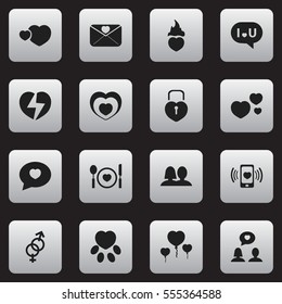 Set Of 16 Editable Passion Icons. Includes Symbols Such As Shapely Balloons, Darling, Cutlery And More. Can Be Used For Web, Mobile, UI And Infographic Design.
