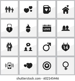 Set Of 16 Editable Passion Icons. Includes Symbols Such As Dear, Wedlock, Fire Loving And More. Can Be Used For Web, Mobile, UI And Infographic Design.