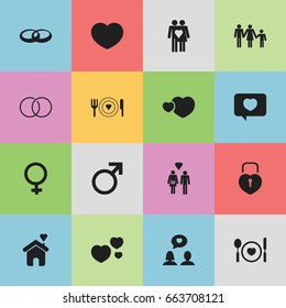 Set Of 16 Editable Passion Icons. Includes Symbols Such As Couple, Love Message, Home And More. Can Be Used For Web, Mobile, UI And Infographic Design.