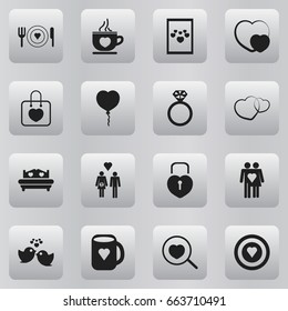 Set Of 16 Editable Passion Icons. Includes Symbols Such As Dartboard, Mattress, Locked Heart And More. Can Be Used For Web, Mobile, UI And Infographic Design.