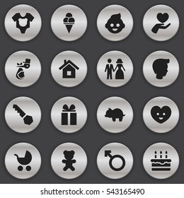 Set Of 16 Editable Relatives Icons. Includes Symbols Such As Soul, Lock, Man Emblem And More. Can Be Used For Web, Mobile, UI And Infographic Design.