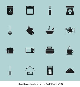 Set Of 16 Editable Restaurant Icons. Includes Symbols Such As Bowl, Dish, Fridge And More. Can Be Used For Web, Mobile, UI And Infographic Design.